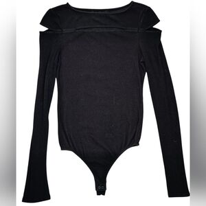 Kendall & Kylie Black Long Sleeve Asymmetrical Bodysuit
